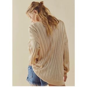 Free People Cream Oversized Tunic Sweater